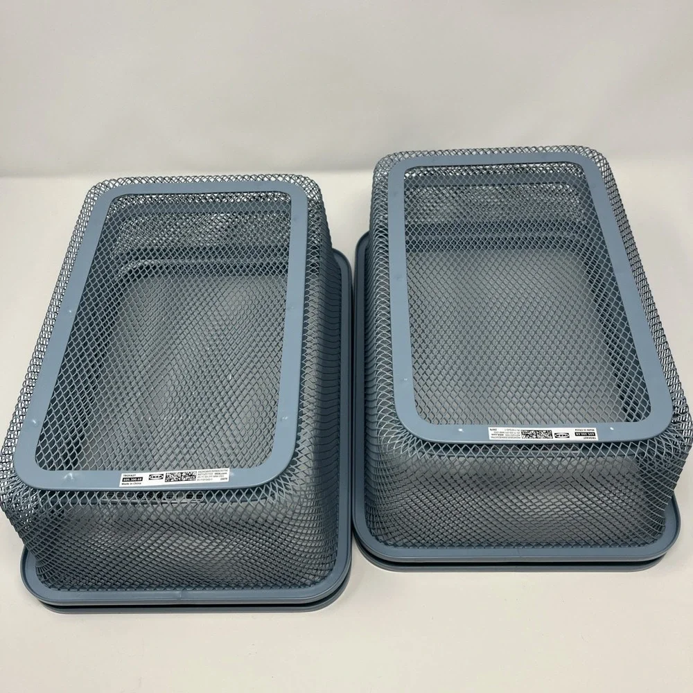 (Lot of 4) Ikea TROFAST Mesh Storage Box Blue Gray 7 7/8 x 11 3/4 x 3 7/8